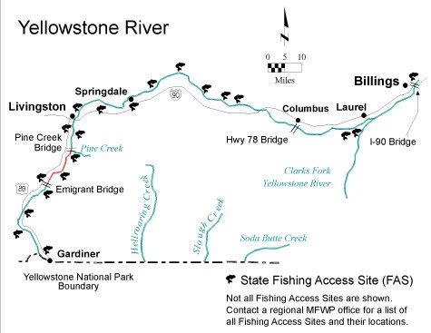 Billings mt to yellowstone national park. Yellowstone River Fishing Map Fishing Regulations