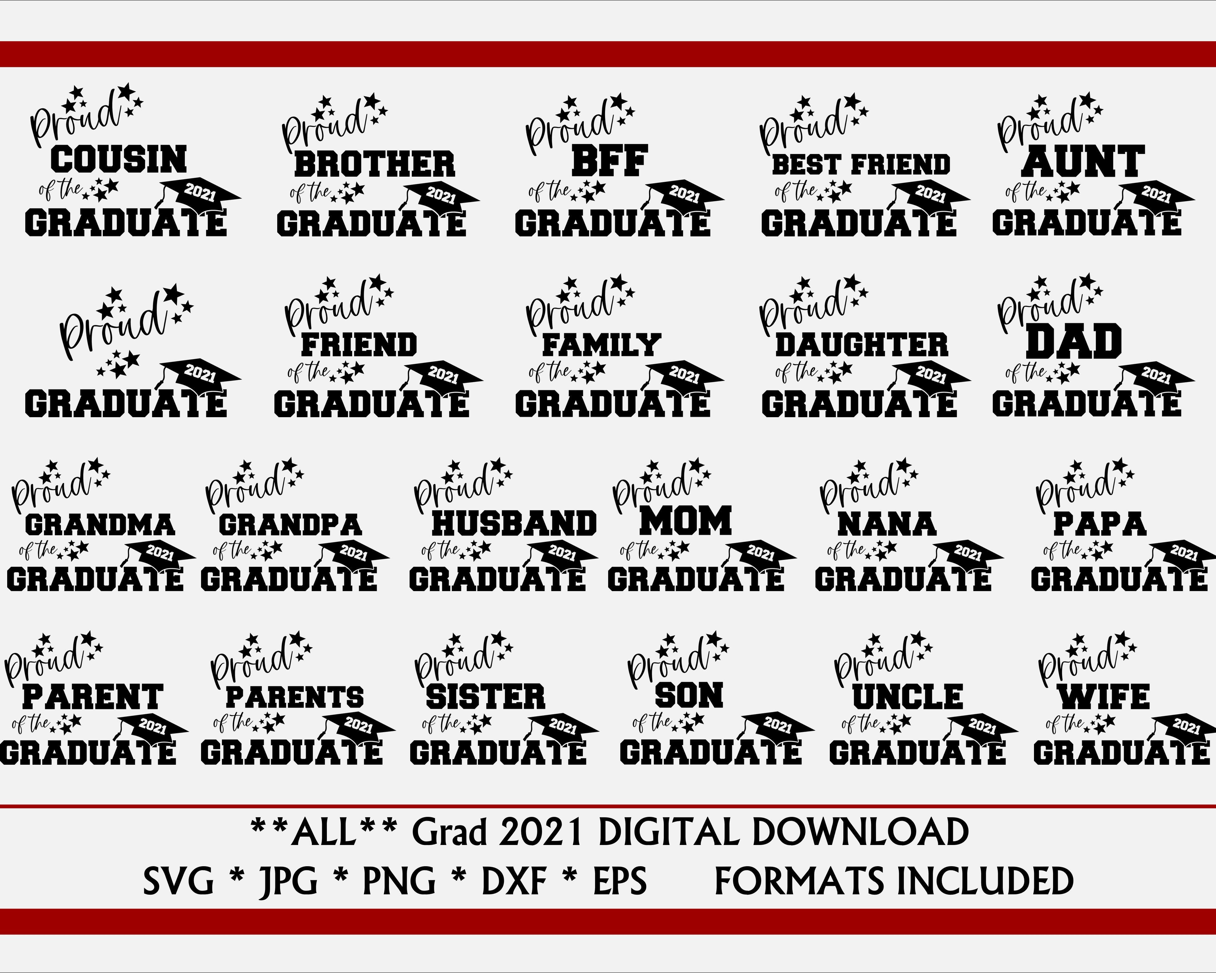 Download Class Of 2021 Graduation Svg Bundle Graduation Shirt Designs Bundle Proud Family Svg Files Clip Art Cricut Silhouette Png Dxf Jpg