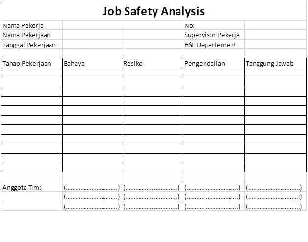 Contoh Job Safety Analysis Pertambangan - Kunci Jawaban Buku dan Soal