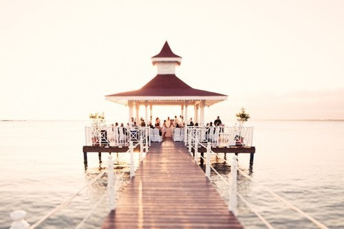 Partial views of colorado river, restrooms. Ceremony On A Pier Dock