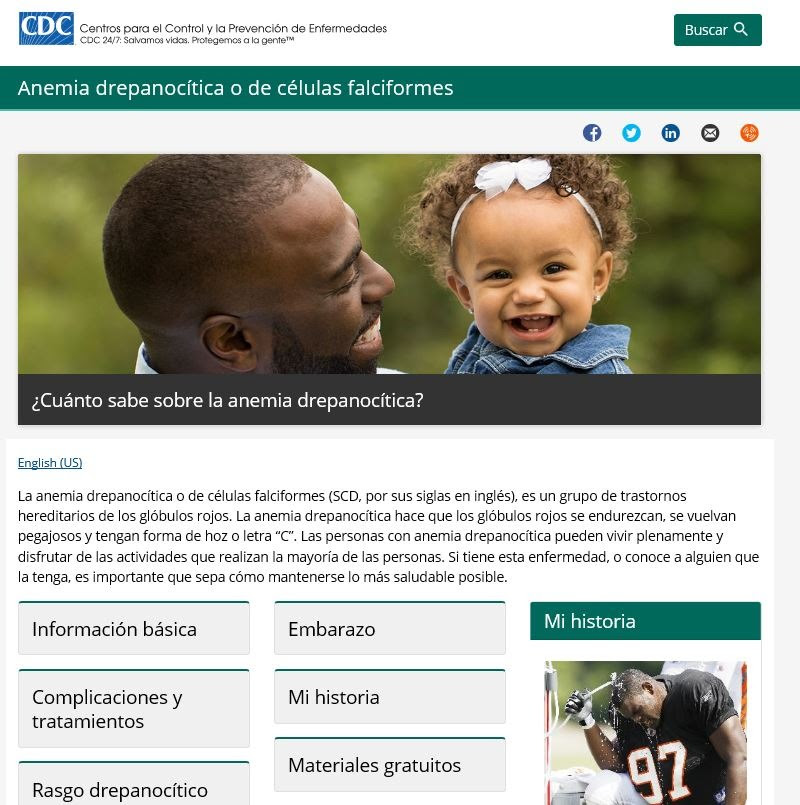 a picture of the SCD web page in Spanish