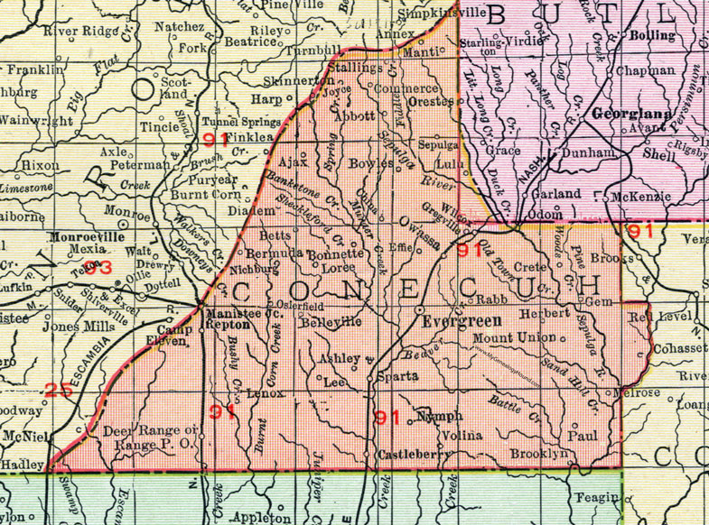 Baldwin county gis map viewer ** new release now compatible with most common browsers & mobile browsers **. Conecuh County Alabama Map 1911 Evergreen Castleberry Repton