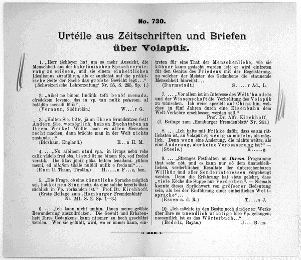 Urteile Aus Zeitschriften Und Briefen Uber Volapuk N P 1898 Library Of Congress