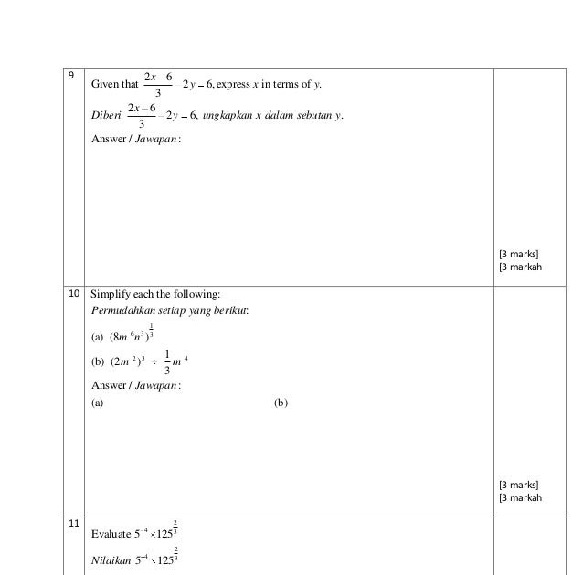 Contoh Soalan Matematik Tingkatan 2 Bab 2 - Helowino