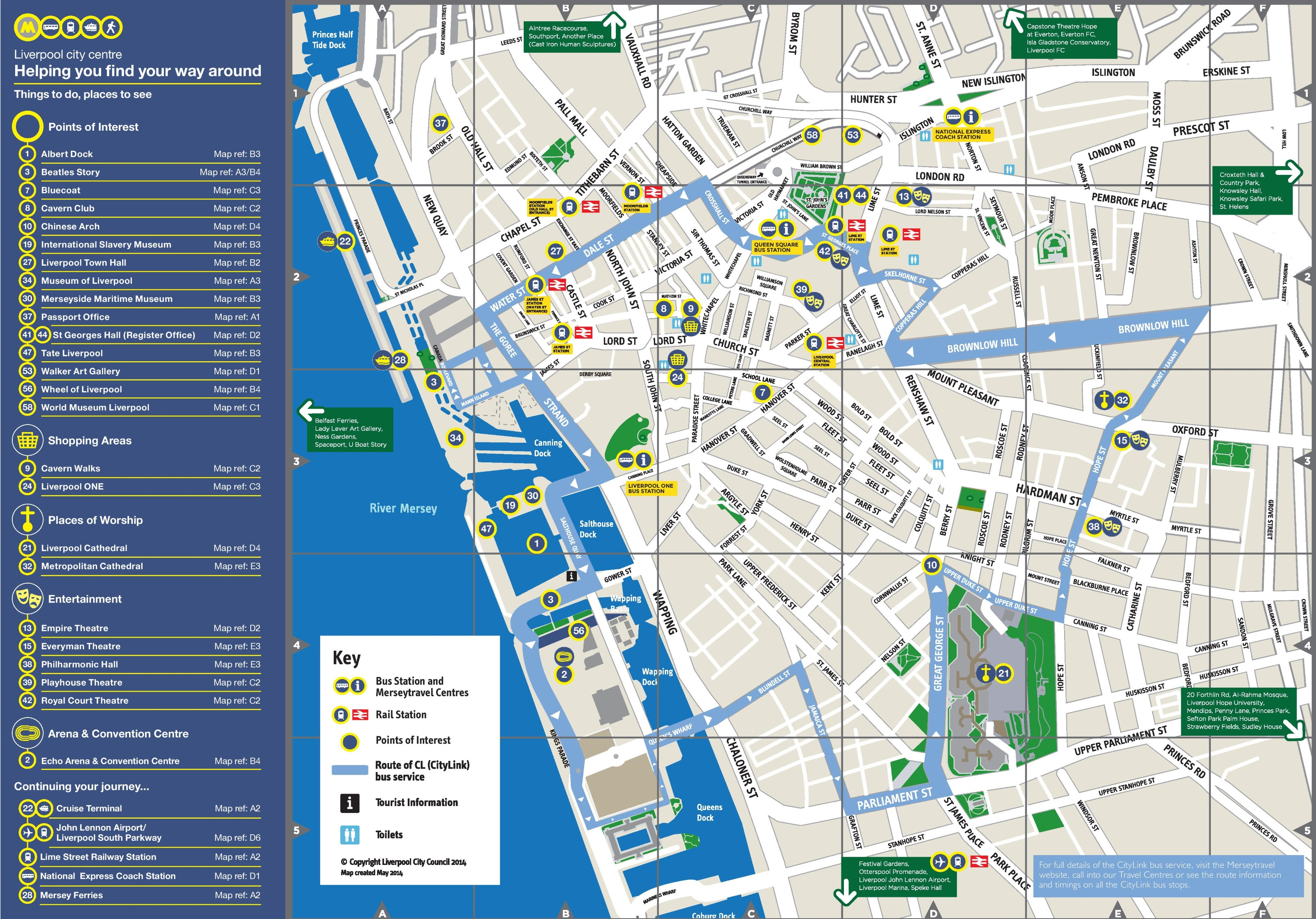 Liverpool Map - Liverpool tourist attractions map - Map of liverpool