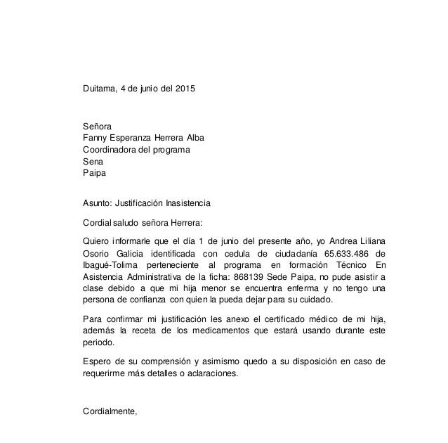Carta De Excusa Por Inasistencia A Clases Por Viaje 