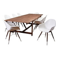 Dining set with 8 chairs in white
