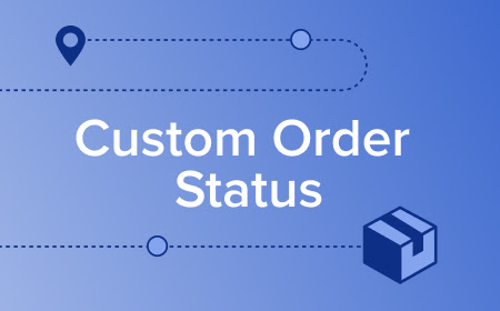 Copy reading Custom Order status on a blue background