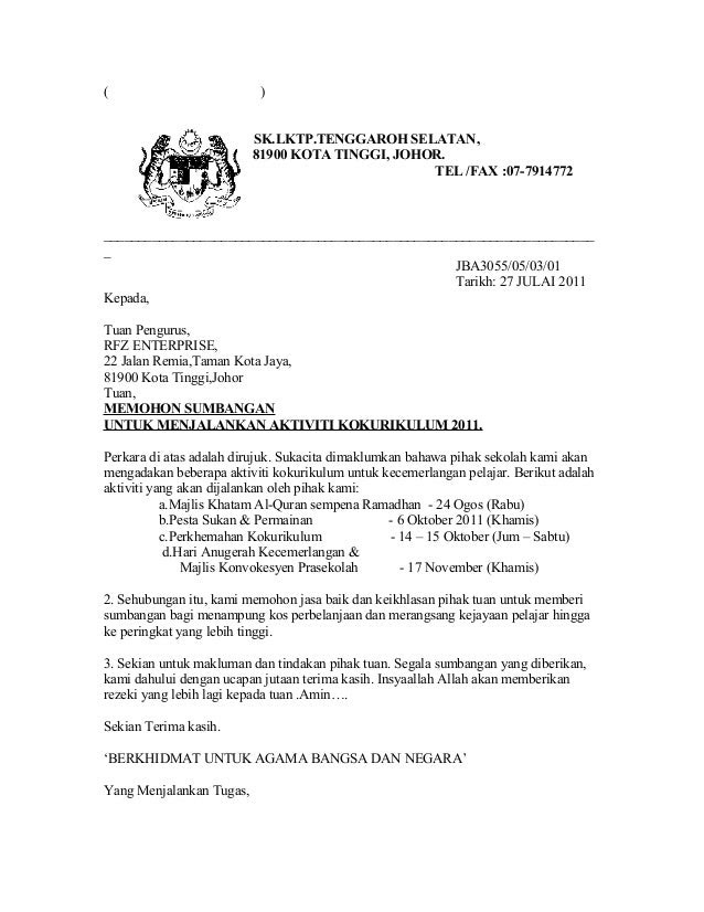 Contoh Surat Rasmi Permohonan Naik Taraf - Rasmi X