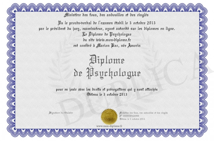 Diplôme Psychologie A Imprimer Gratuitement / Diplome ...