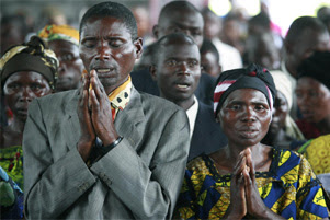 A group of Christians are praying together.