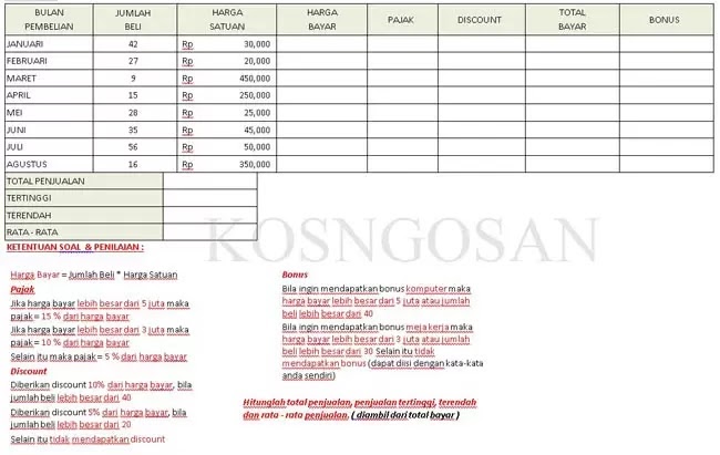 Contoh Soal Excel Beserta Caranya - Latihan Praktek Excel ...