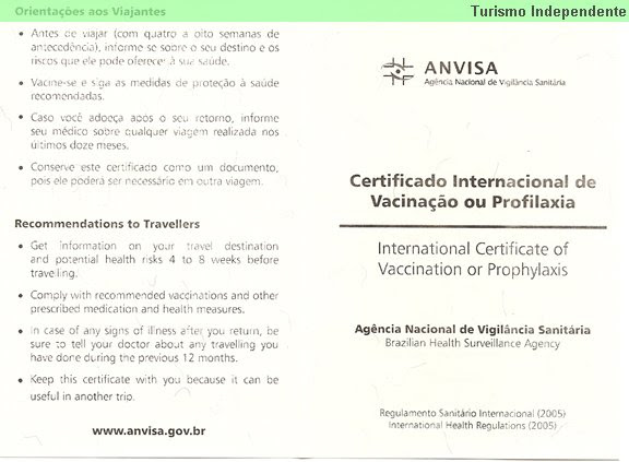 The international certificate of vaccination or prophylaxis ( icvp ), also known as the carte jaune or yellow card, is an official vaccination report created by the world health organization (who). Emissao Do Certificado Internacional De Vacinacao Ou Profilaxia Contra A Febre Amarela Turismo Independente