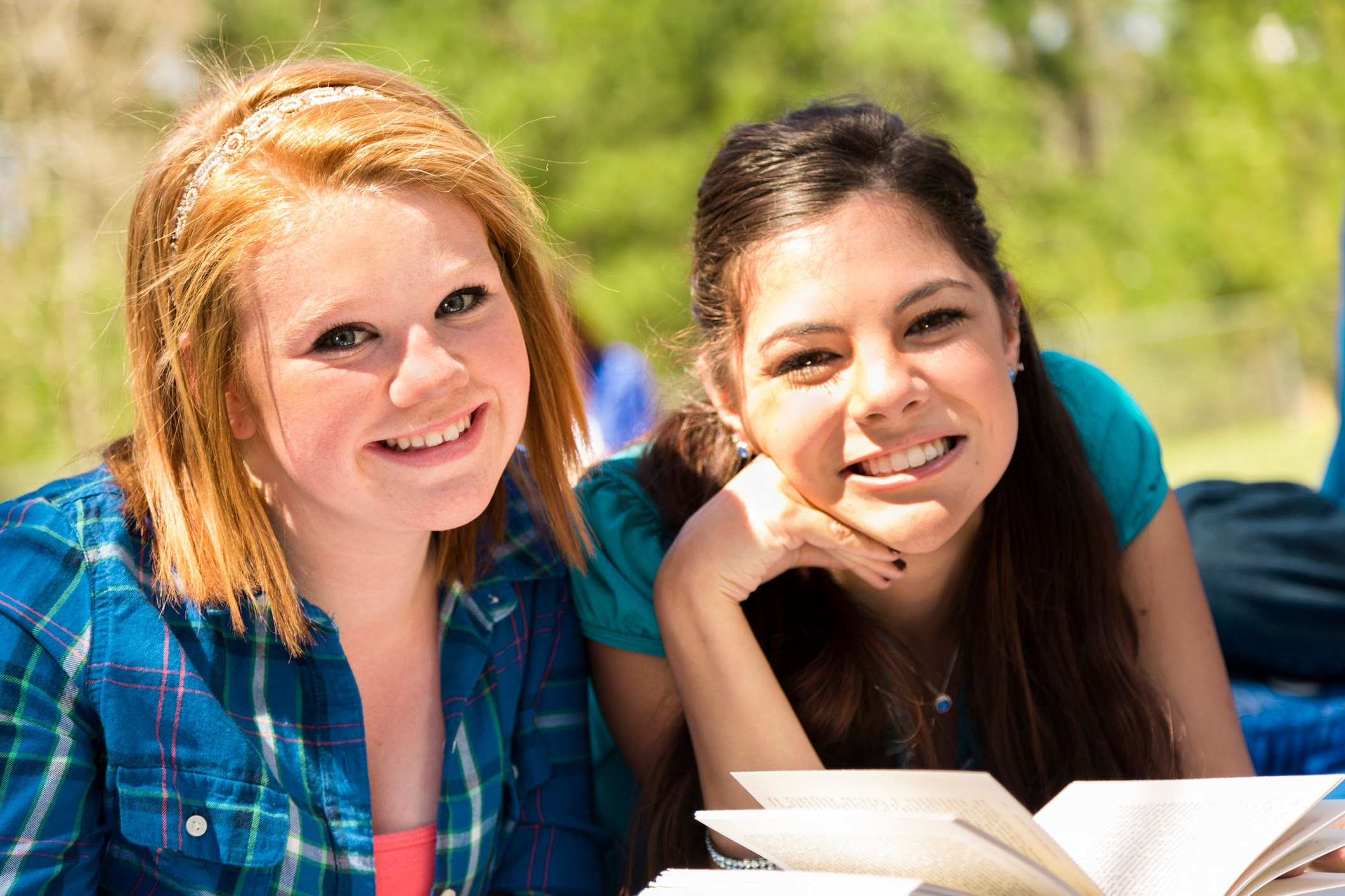 Students outside talking