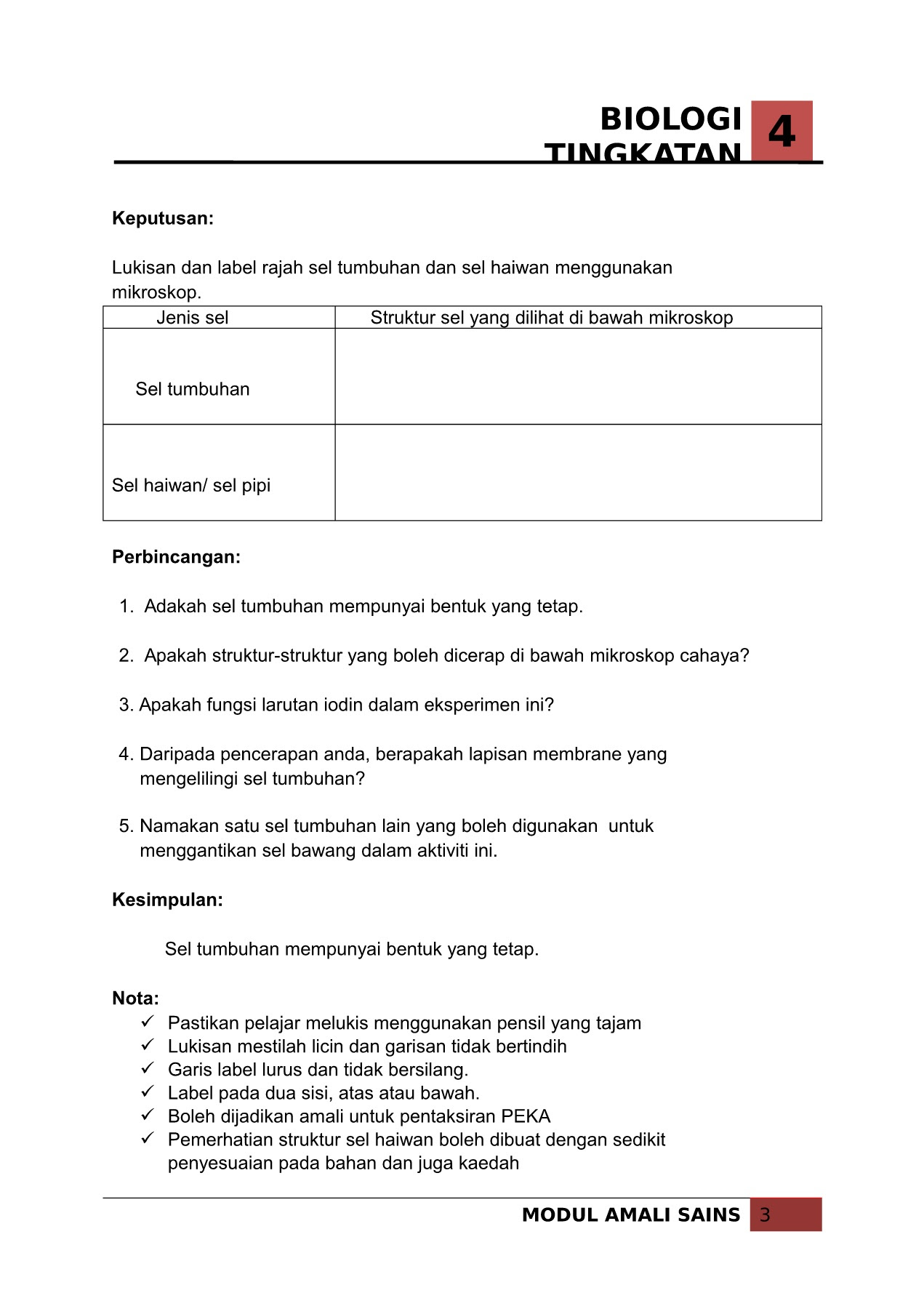 Amali Biologi Tingkatan 4