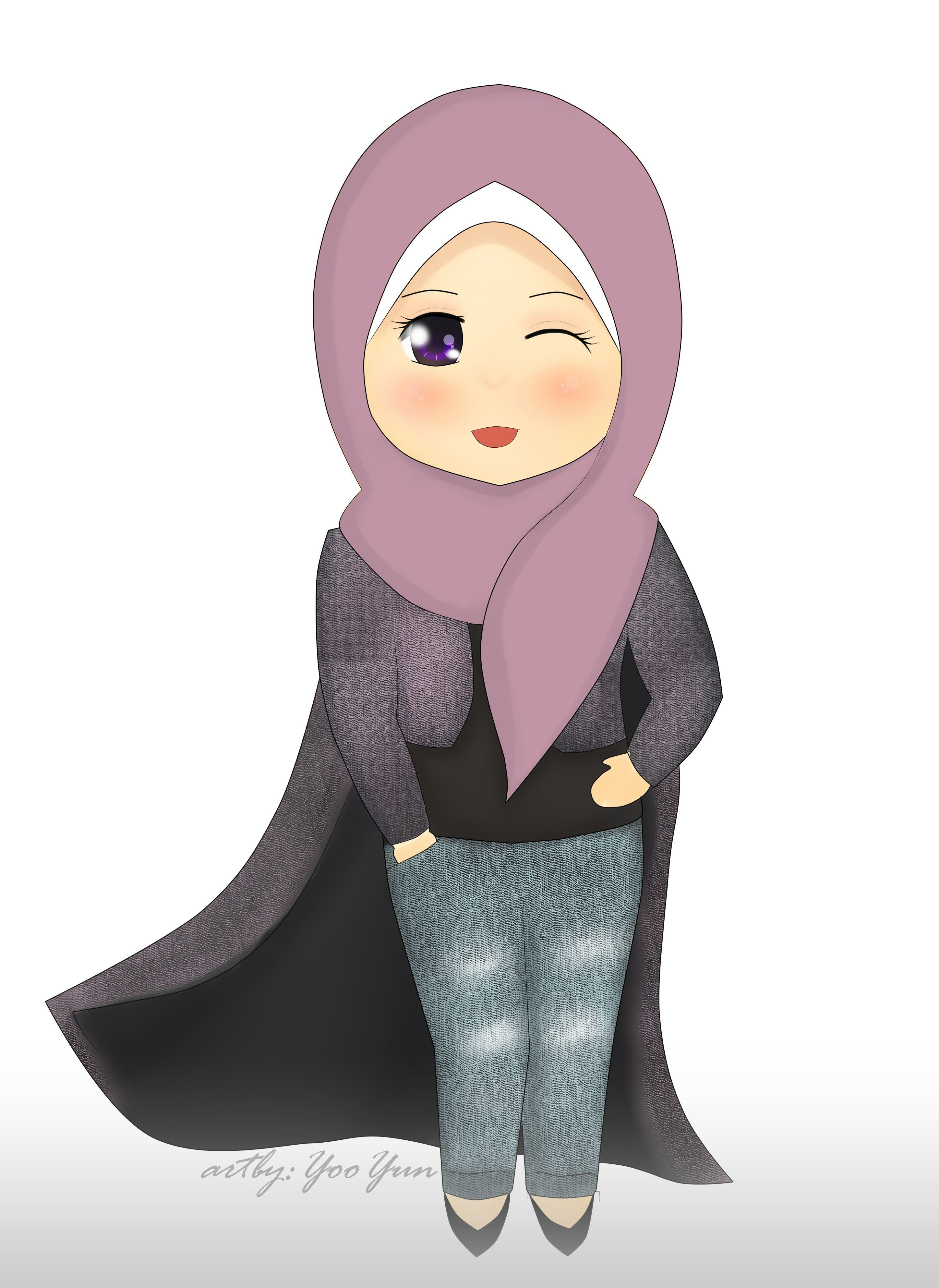 Gambar Kartun Muslimah Berhijab Kolek Gambar
