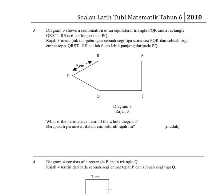 Soalan Matematik Perimeter Dan Luas - Kecemasan g