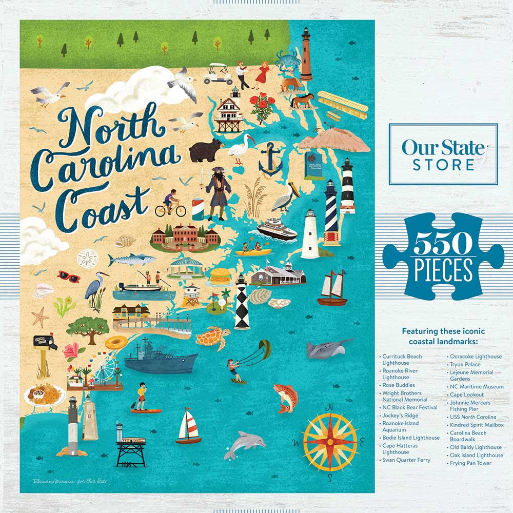 Coastal north carolina north carolina coast ice cream bowl candle companies candy jars soy candles fig inspired store. North Carolina Coastal Icons Jigsaw Puzzle North Carolina Puzzles Our State Store