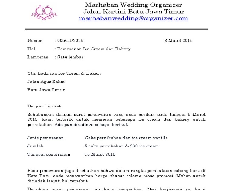 Contoh Kop Surat Balasan Penawaran Ladzidzan Contoh Kop Surat Penawaran Produk Spesial Lampiran.