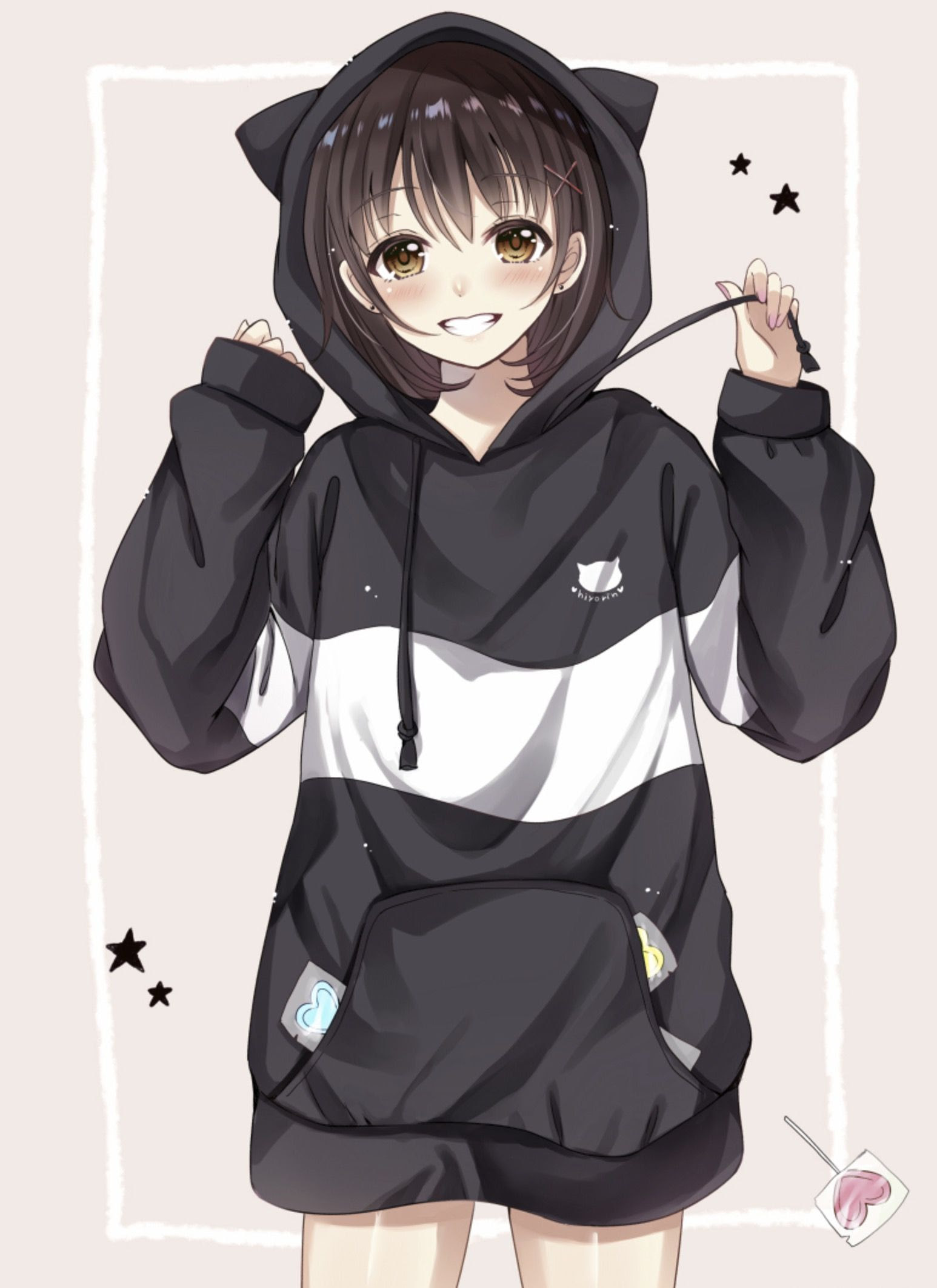 無料イラスト画像 心に強く訴えるパーカー 女の子 イラスト 黒