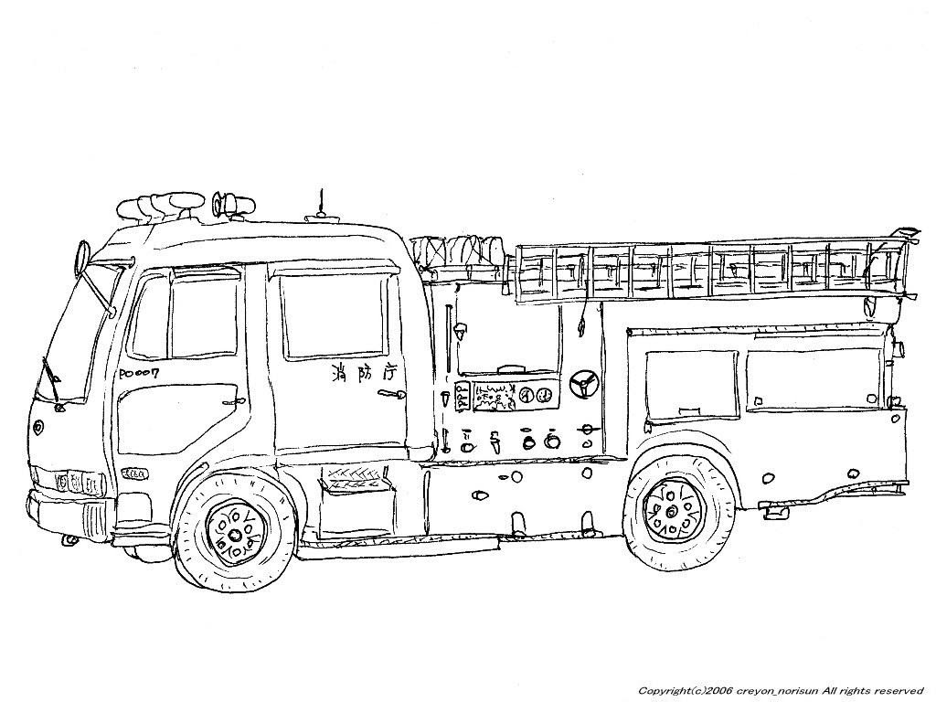 最も好ましい 消防 車 塗り絵