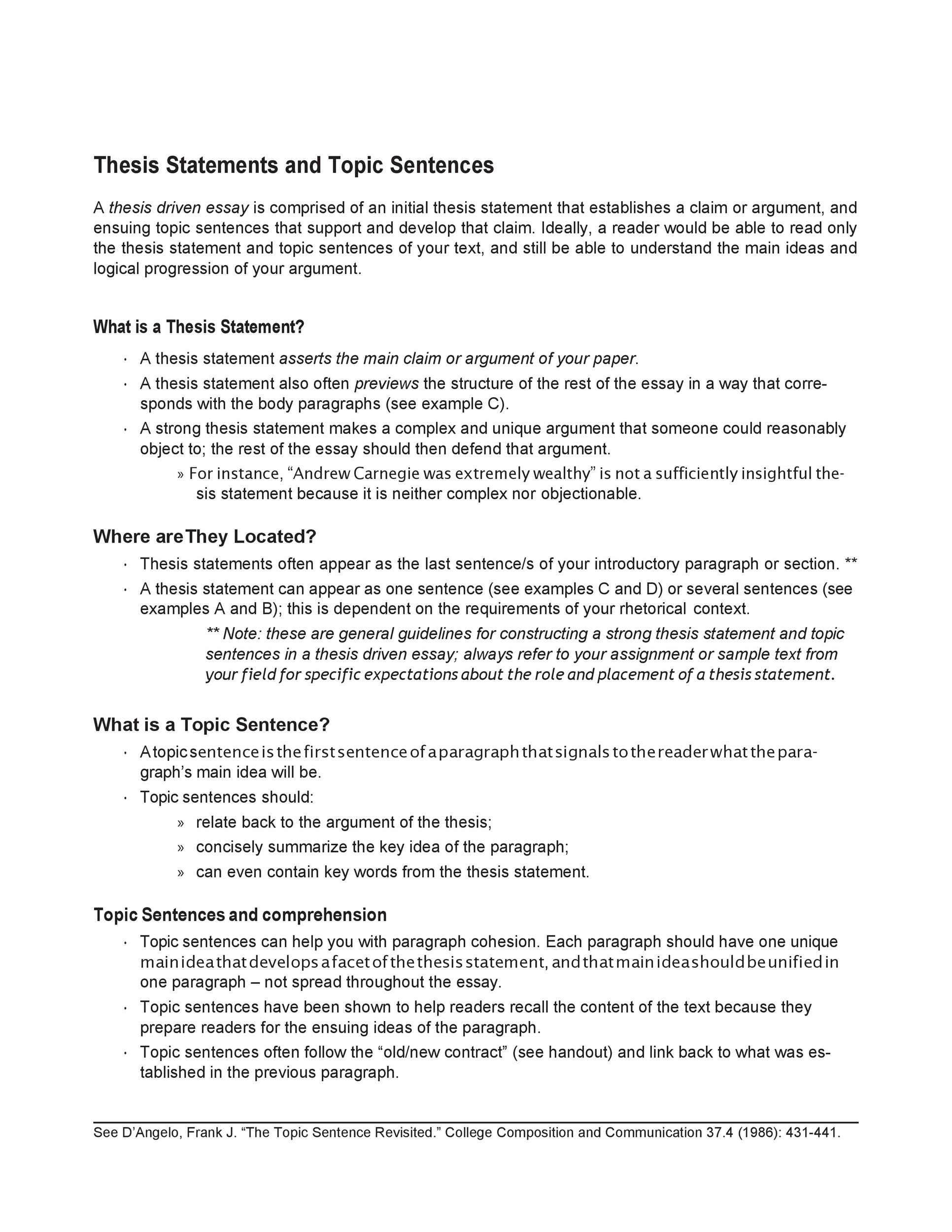 college level thesis statement examples