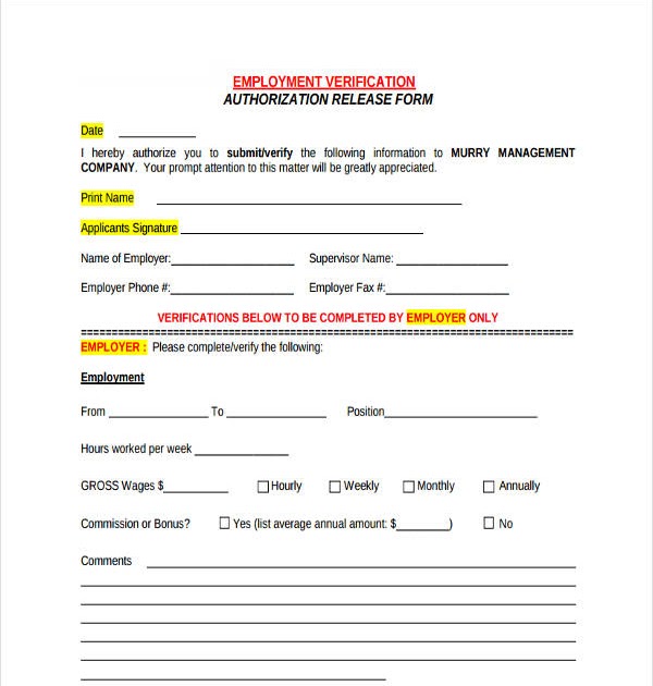 Authorization To Allow Employment Verification - 25 ...