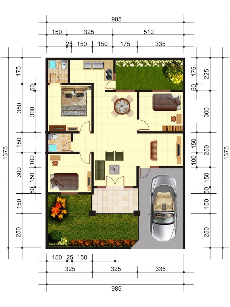 17+ Ide Populer Denah Rumah 150 Meter