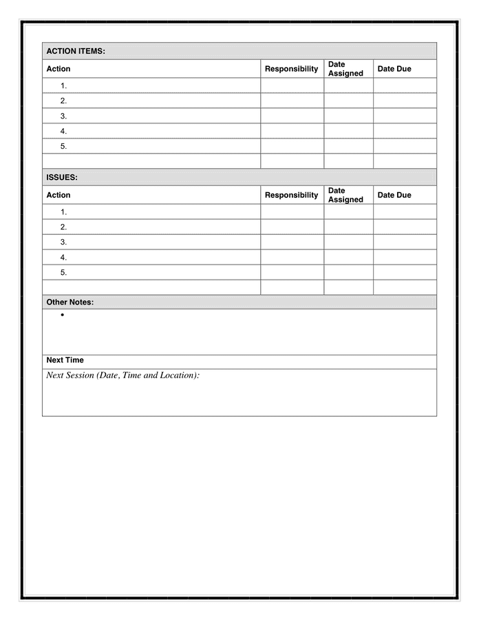 Word Document Minutes Of Meeting Template With Action Items Crafts Diy And Ideas Blog