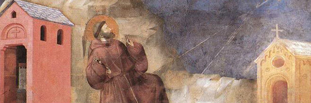 St. Francis receiving the Stigmata _detail__ by Giotto de Bondone from the Legend of St. Francis_ 1297-1300. San Francesco_ Upper Church_ Assisi_ Italy.