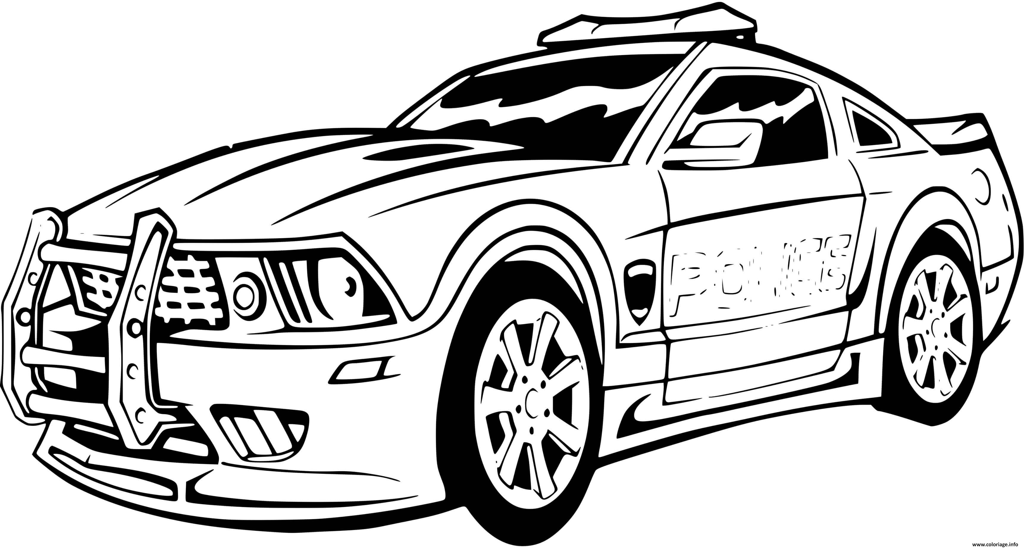 Ce dessin à colorier de voiture est téléchargeable gratuitement et disponible à c'est parfait pour se relaxer en famille avec les adultes et améliorer la motricité de nos petits sur ce coloriage de voiture. Coloriage Voiture De Police Sport Mustang Ford Jecolorie Com