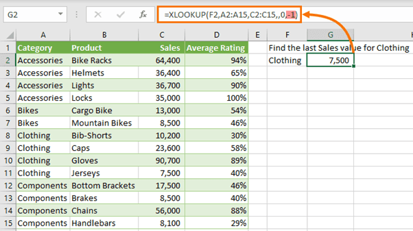 XLOOKUP last value