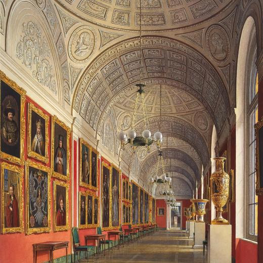 EDWARD HAU. 'Interiors of the Small Hermitage. The Northern Part of the Romanov Gallery'. Russia, 1864. Dimensions: 42,3x33,2 cm. Credit: Album