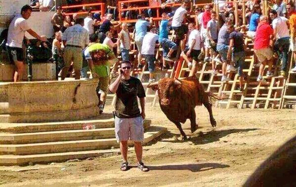 Man to be run over by bull