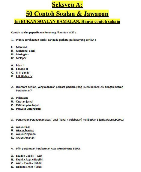 Contoh Soalan Pengetahuan Am Peperiksaan Spa Separa 