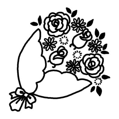 ラブリー花束 イラスト 白黒 簡単 日本のイラスト