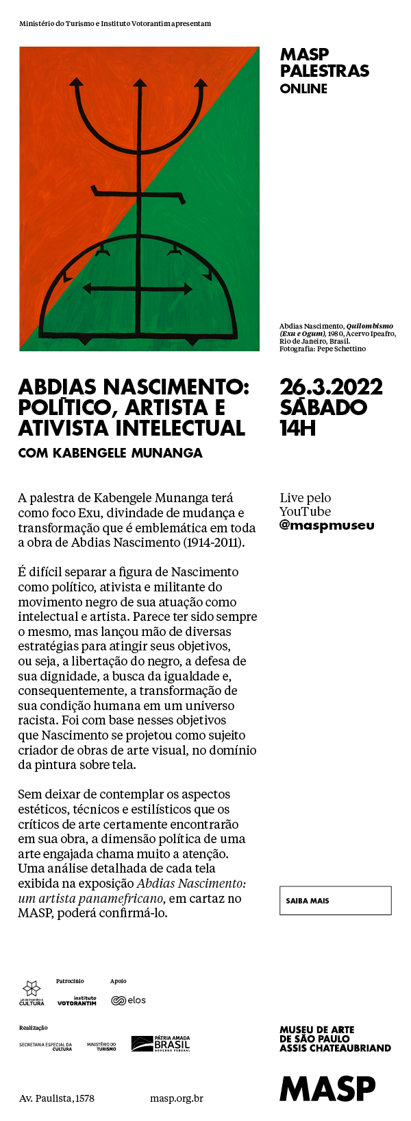 MASP Palestras | Abdias Nascimento: político, artista e ativista intelectual, com Kabengele Munanga