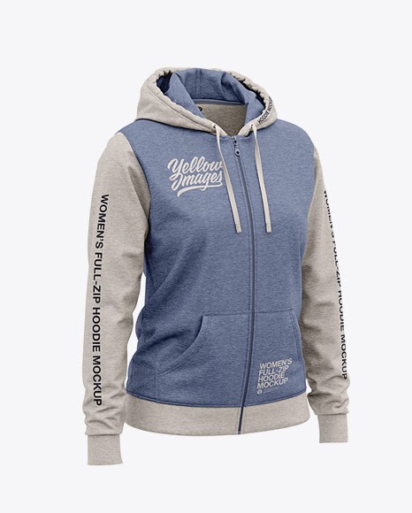 Download Free Women's Heather Full-Zip Hoodie - Front Half Side ...