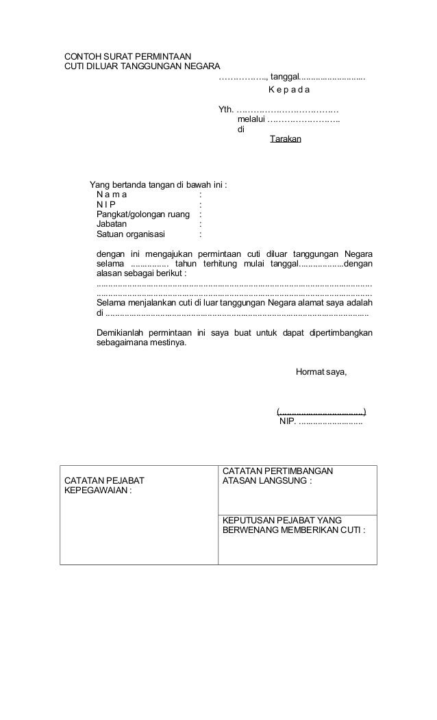 Contoh Surat Rasmi Cuti Bersalin - Rasmi B