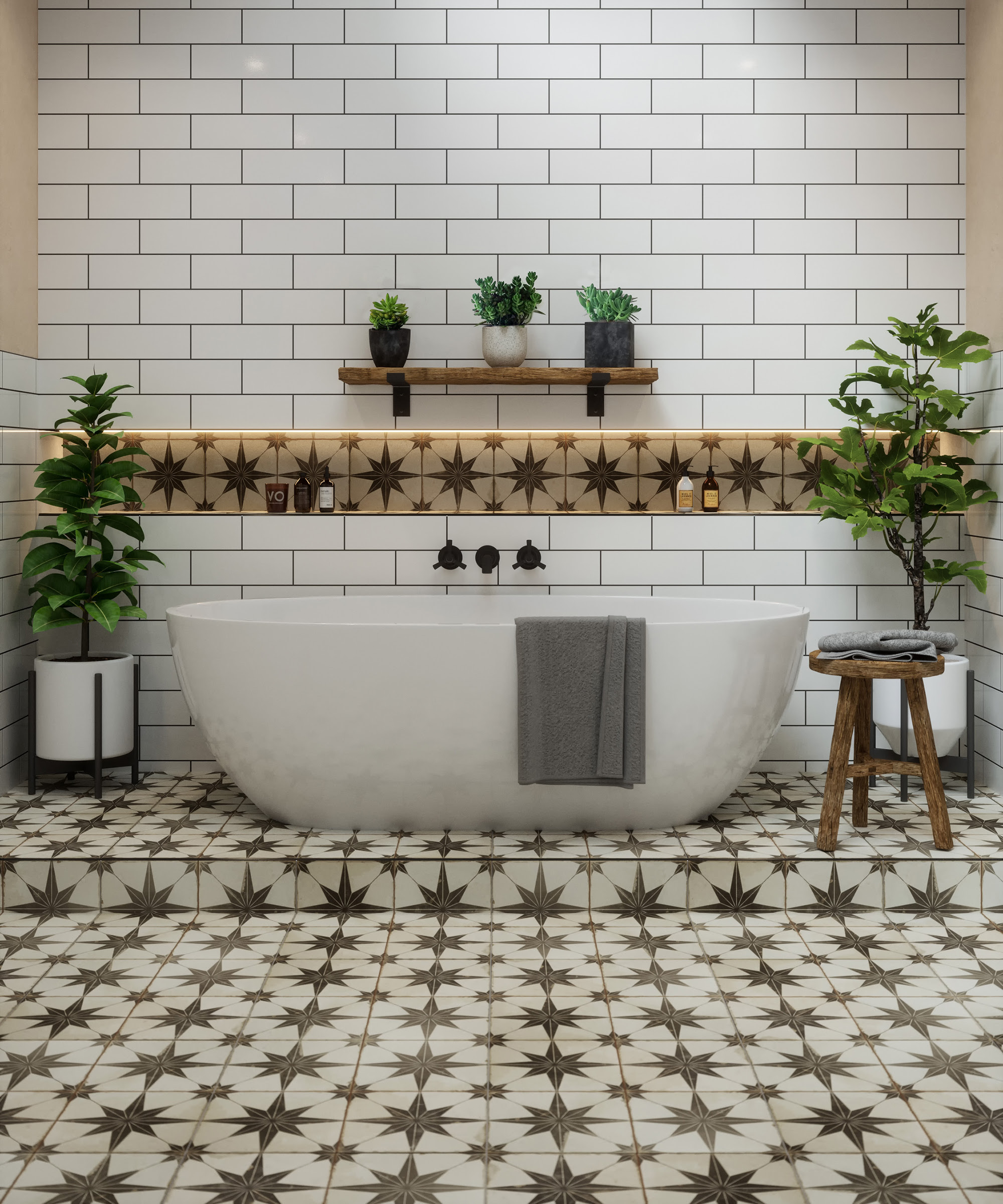 The gold hardware looks luxurious over white tiles. Bathroom Tile Ideas 32 New Looks To Inspire A Makeover Real Homes