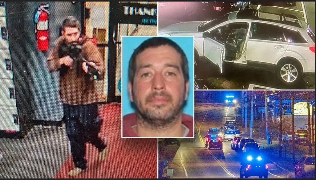 Collage of phots about Lewiston shooter.