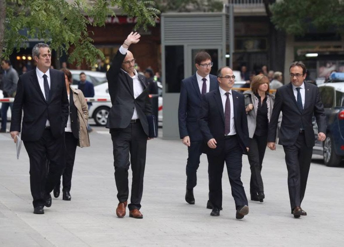 Llegada exconsejeros Govern a la Audiencia Nacional.