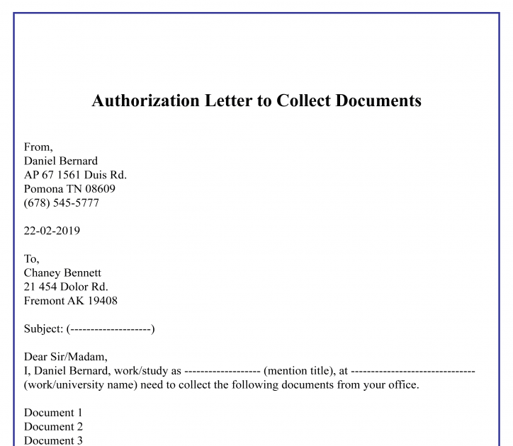 Athority Latter Authority Letter To Pick Up Collect Official Documents A Letter Of Authorization Is A Type Of Document That Provides A Statement Of How The Author Has Granted