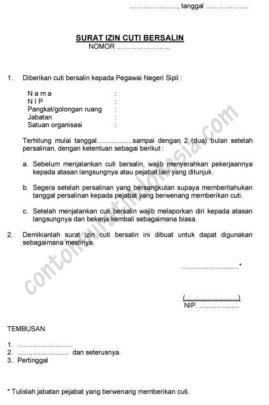 Contoh Surat Rasmi Cuti Bersalin - Contoh U