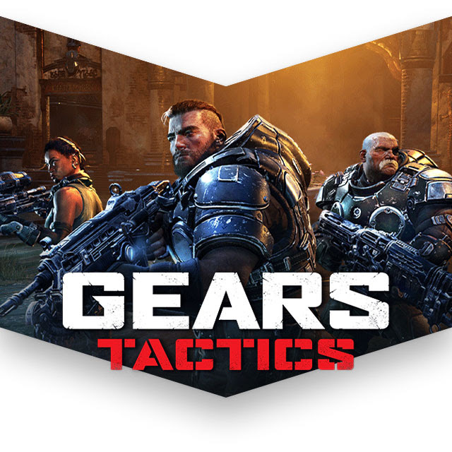 Gears Tactics key art featuring three COG soldiers ready for combat