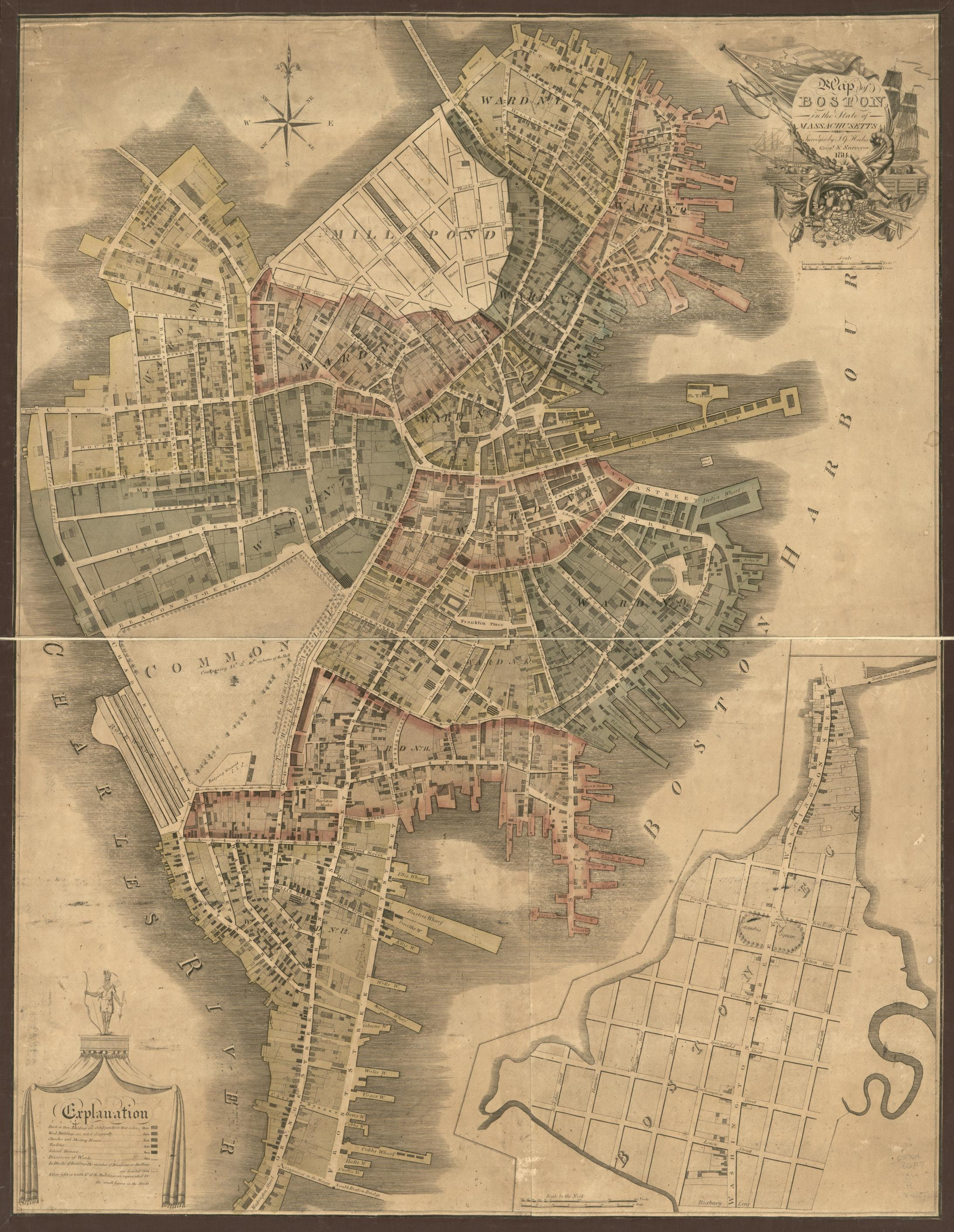 Boston, officially the city of boston, is the capital and most populous city of the commonwealth of massachusetts in the united states and 2. Map Of Boston In The State Of Massachusetts 1814 Library Of Congress