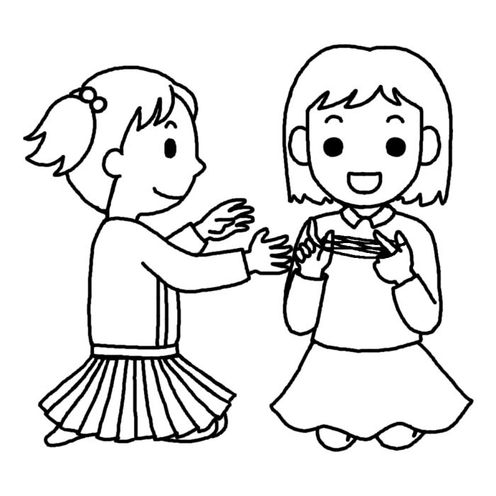 子供向けぬりえ ぜいたく子ども 遊び イラスト 白黒