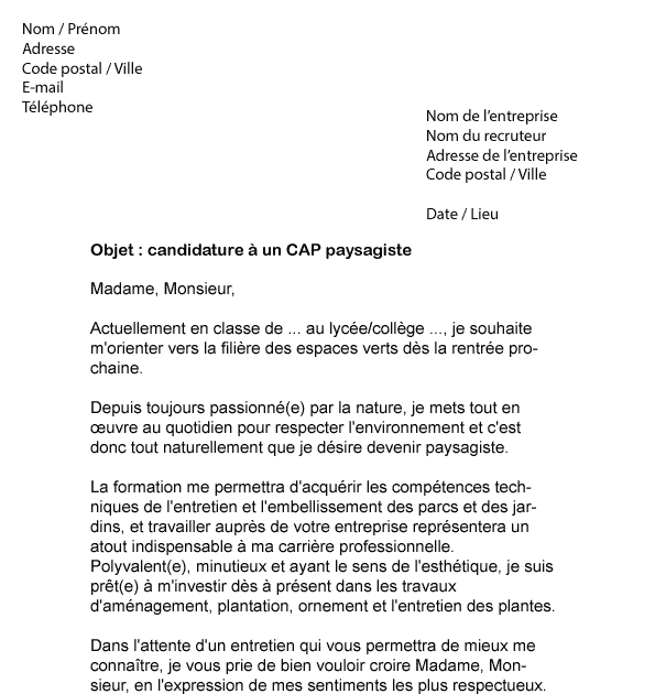 Lettre De Motivation Apprentissage Jardinier  Perodua r