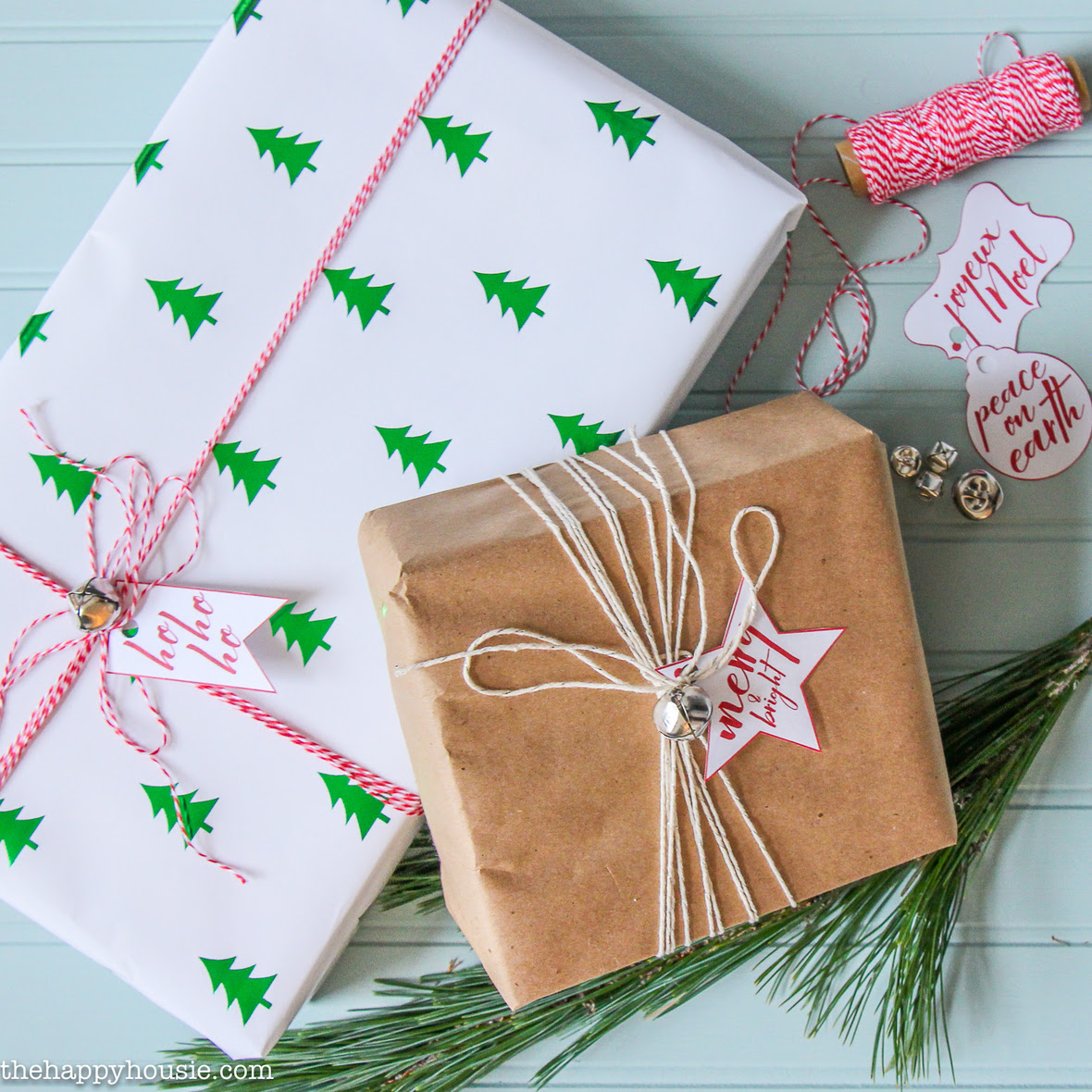 Jingle Bell Gift Wrapping com etiquetas impressas gratuitas -3