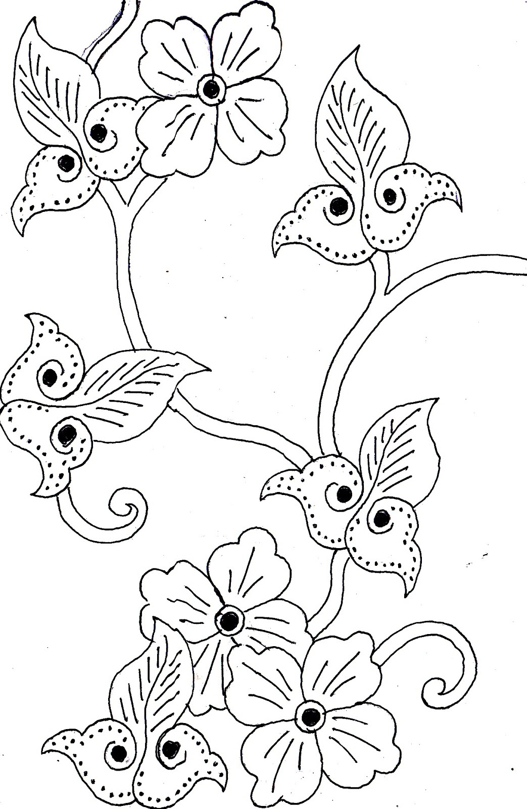 Gambar Motif Batik Bunga Simple - Contoh Motif Batik